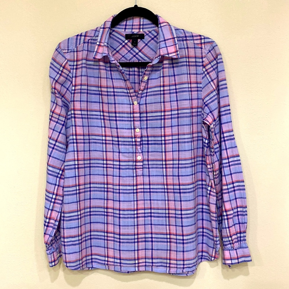 J. Crew Plaid Button Down Shirt - Blue and Pink